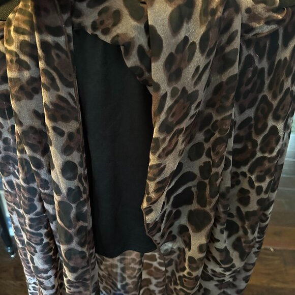 NWT Cecico High low animal leopard print sheer skirt size Large - Picture 2 of 4